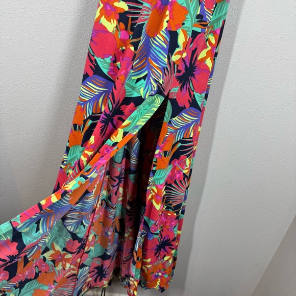 Maaji Flowering Crystal Maxi Dress Pink Bright Tropical Hibiscus Vacation Small - Picture 4 of 11